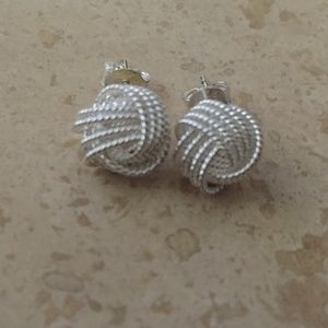 Silver Knot Stud Earrings